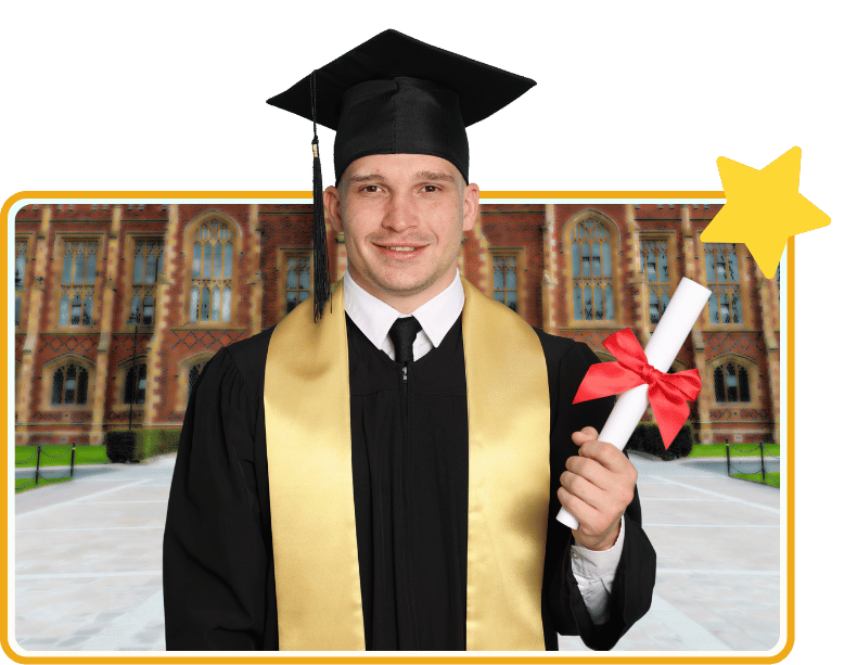 Graduate celebrating lifetime course access