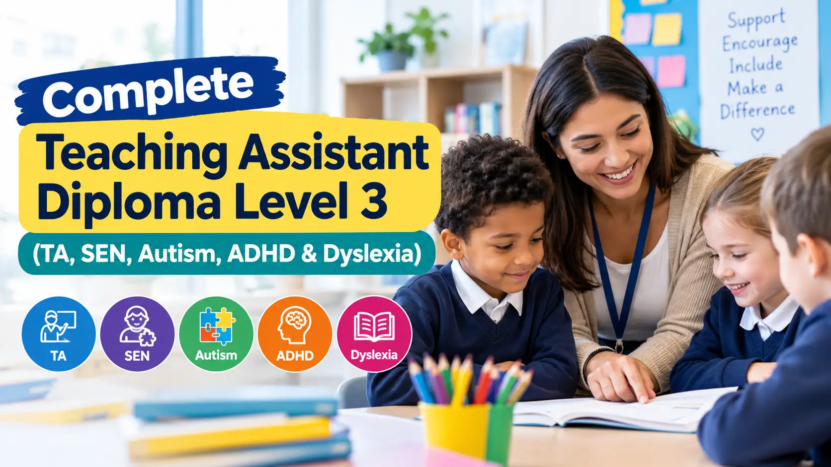 Complete Teaching Assistant Diploma Level 3 (TA, SEN, Autism, ADHD & Dyslexia) Thumbnail